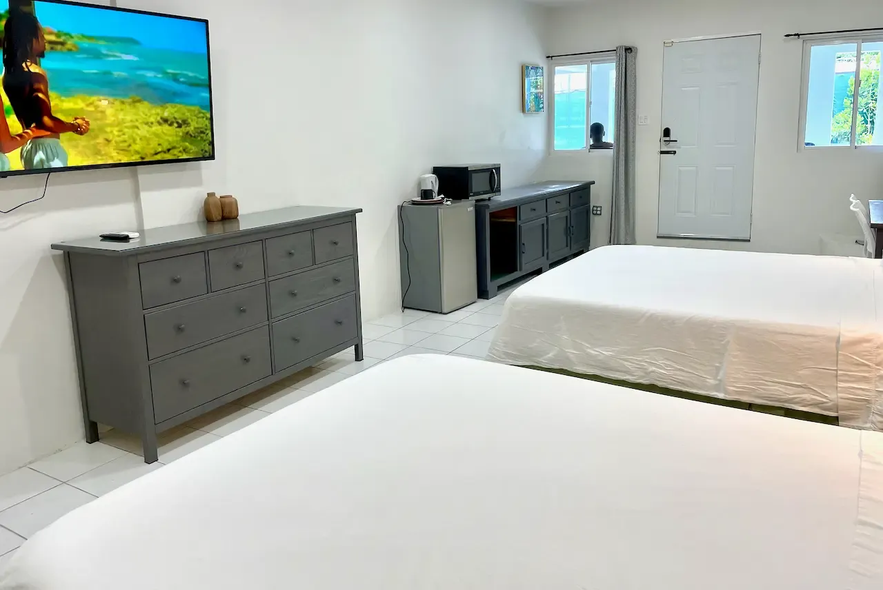 Room 4 at The Irie Inn with two full-size beds